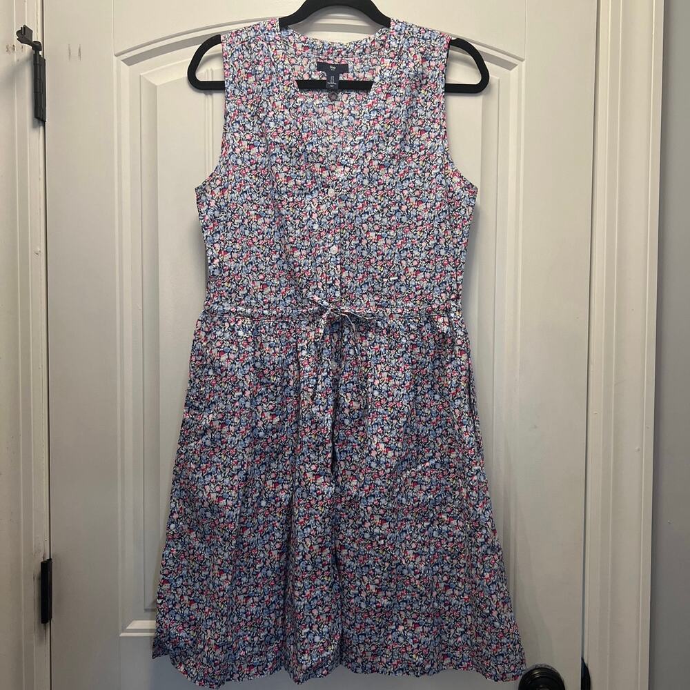 Gap Women’s Floral Sleeveless‎ Waist-Defined V-Neck Dress Size S Multicolor